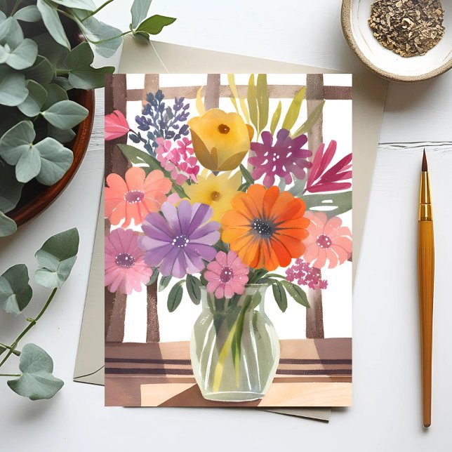 Spring Flower Bouquet | Floral Pastel Watercolor Postcard (Creator Uploaded)