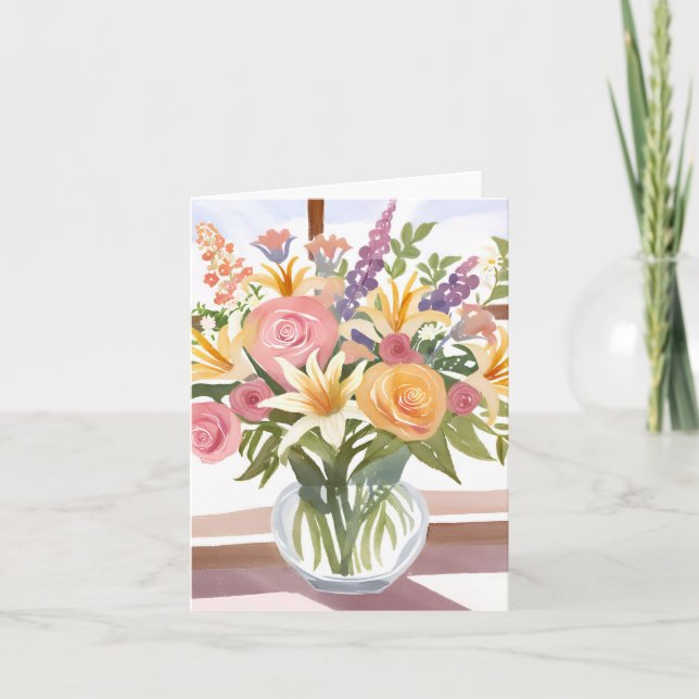 Spring Flower Bouquet | Pretty Floral Card (Front)