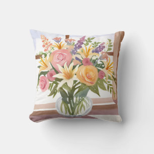 Spring Flower Bouquet Pretty Floral Card Cushion