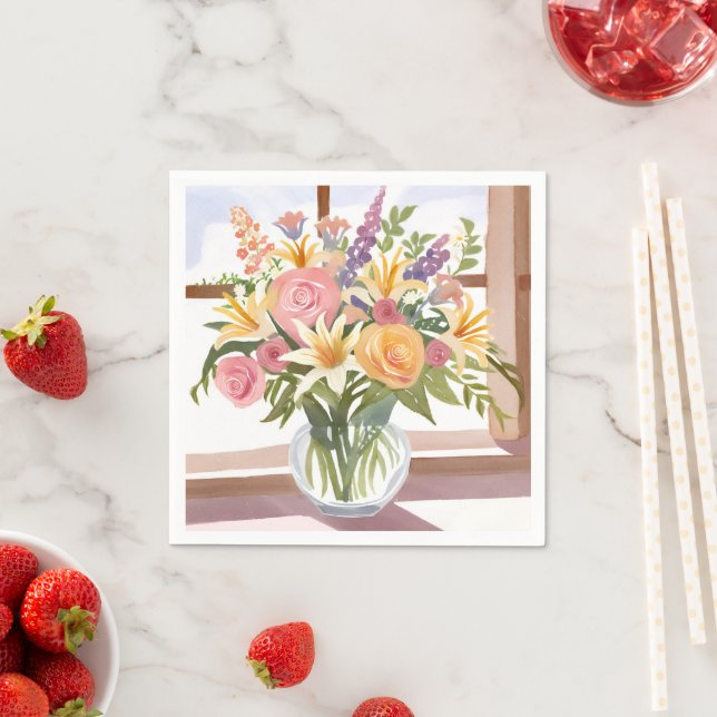 Spring Flower Bouquet | Pretty Floral Card Napkin (Insitu)