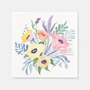 Spring Flower Bouquet Pretty Floral Watercolor Napkin