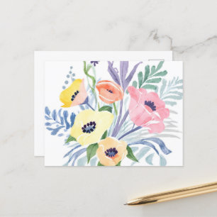 Spring Flower Bouquet   Pretty Floral Watercolor Postcard