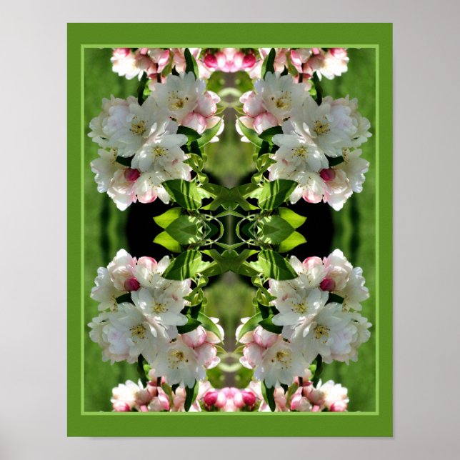 Spring Flower Crabapple Blossoms Abstract Poster (Front)