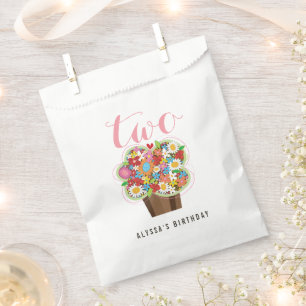 Spring Flower Cupcake Girl's 2nd Birthday Party Favour Bag