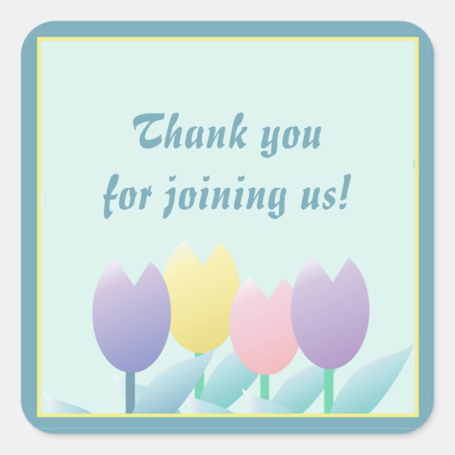 Spring Flower Cute Tulips Party Favour Sticker (Front)