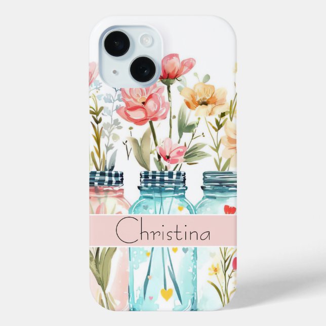 Spring Flower Design with Name Case-Mate iPhone Case (Back)