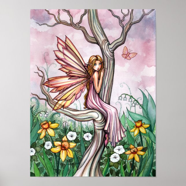 Spring Flower Fairy Daffodils and Butterfly Poster (Front)