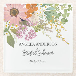 Spring Flower Garden Bridal Shower Paper Coaster