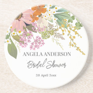 Spring Flower Garden Bridal Shower Paper Coaster