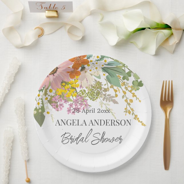 Spring Flower Garden Bridal Shower Paper Coaster Plate (Wedding)