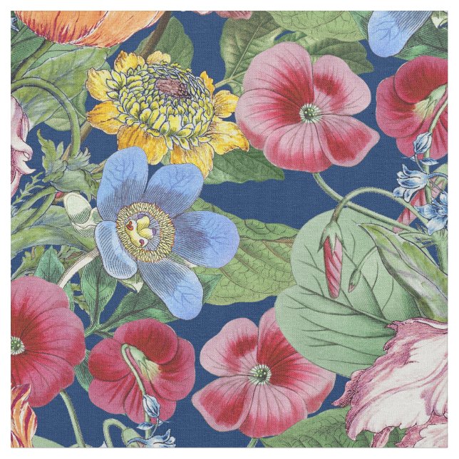 Spring Flower Garden Pattern Fabric (Close Up)