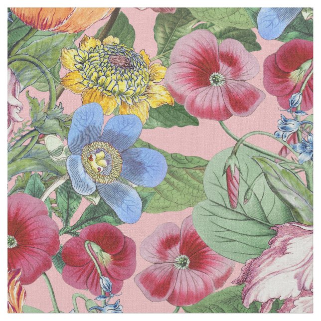 Spring Flower Garden Pattern Fabric (Close Up)