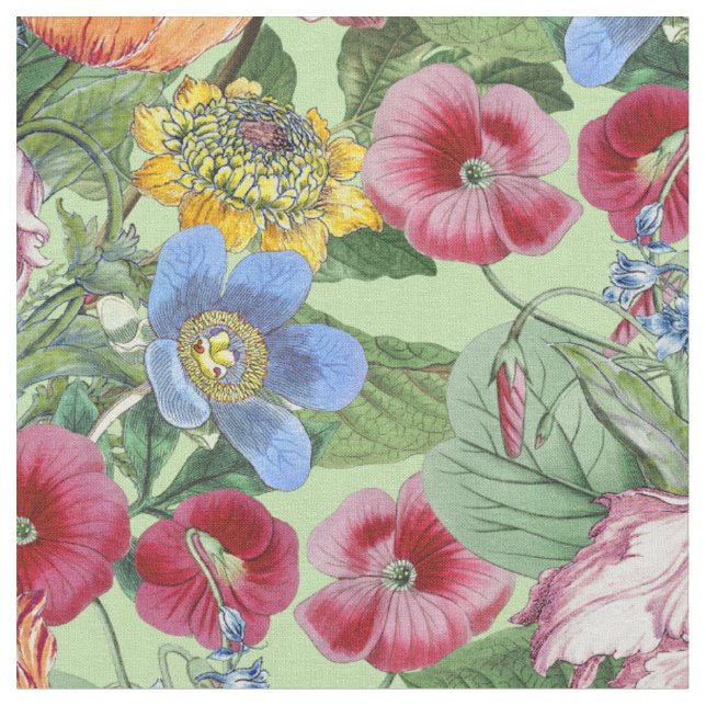 Spring Flower Garden Pattern Fabric (Close Up)