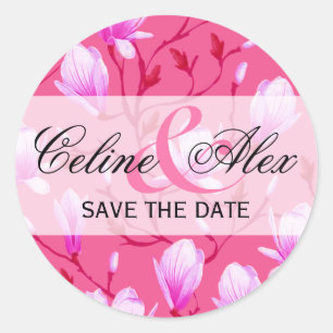 Spring Flower Garden Save the Date   fuchsia Classic Round Sticker