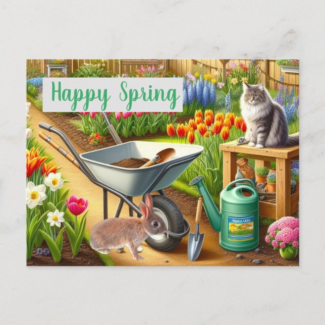 Spring Flower Garden Tulips Postcard (Front)