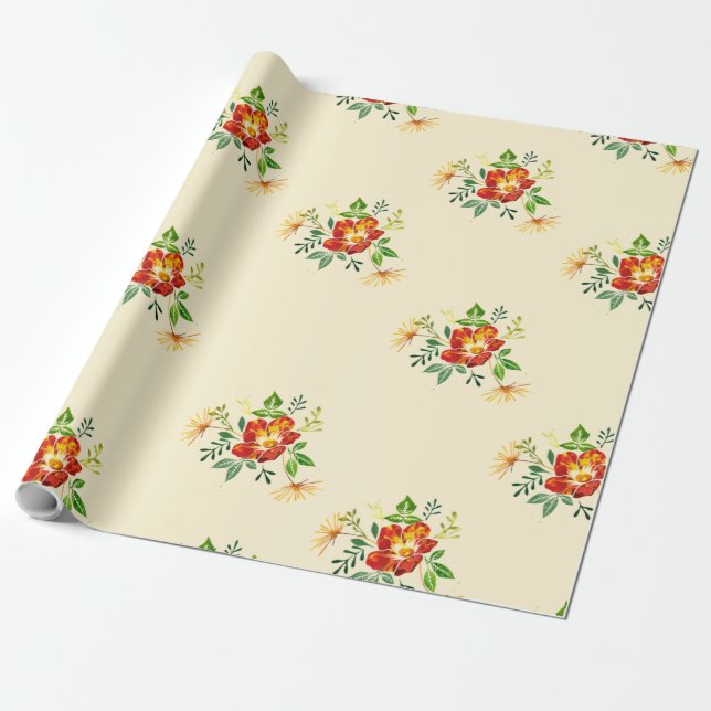 Spring Flower Gift Wrapping Paper (Unrolled)