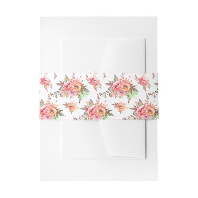 spring Flower Invitation Belly Band (Front Example)