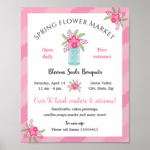 spring flower market/bazaar pink floral cute poster