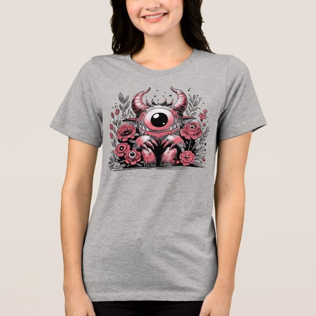 Spring Flower Monster Tri-Blend Shirt (Front)