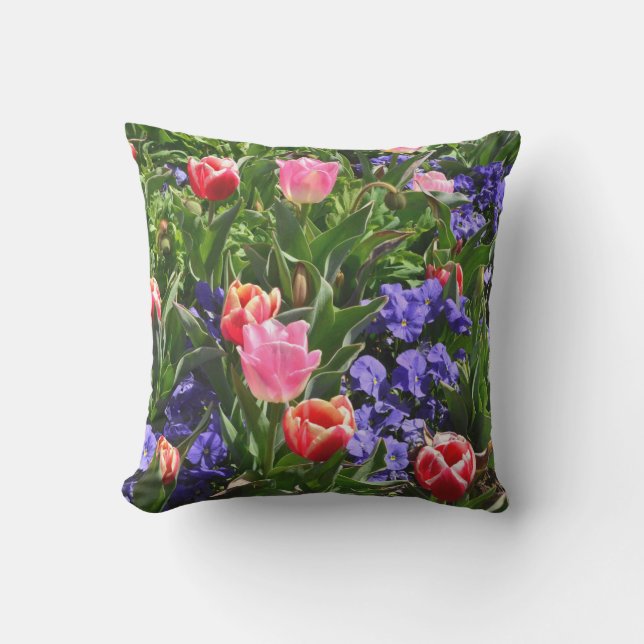 Spring flower outdoor throw pill cushion (Front)