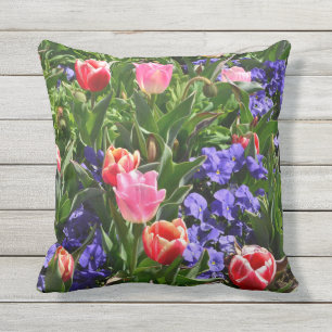 Spring flower outdoor throw pill cushion