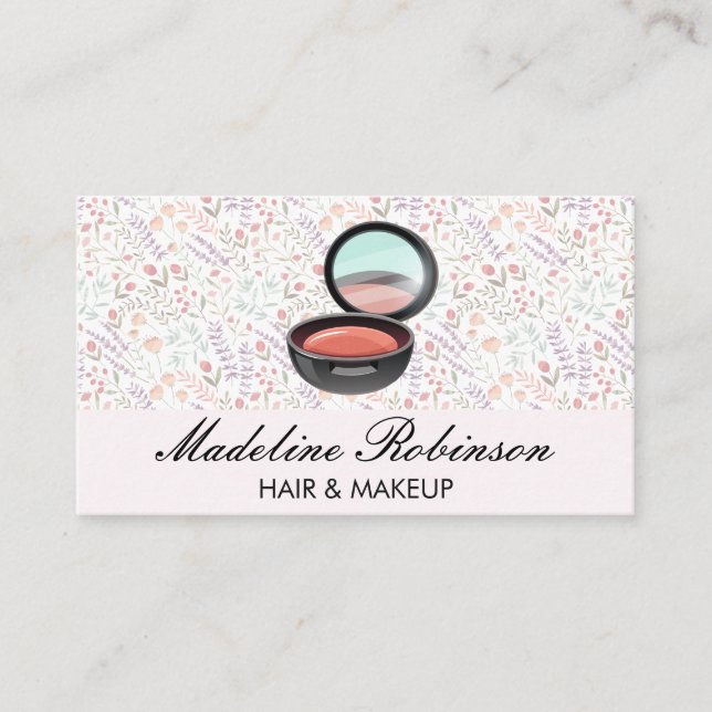 Spring Flower Pattern | Makeup Compact Business Card (Front)