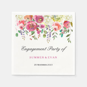 Spring Flower Pink Peach Tropical Engagement Party Napkin