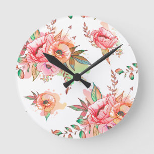 spring Flower Round Clock