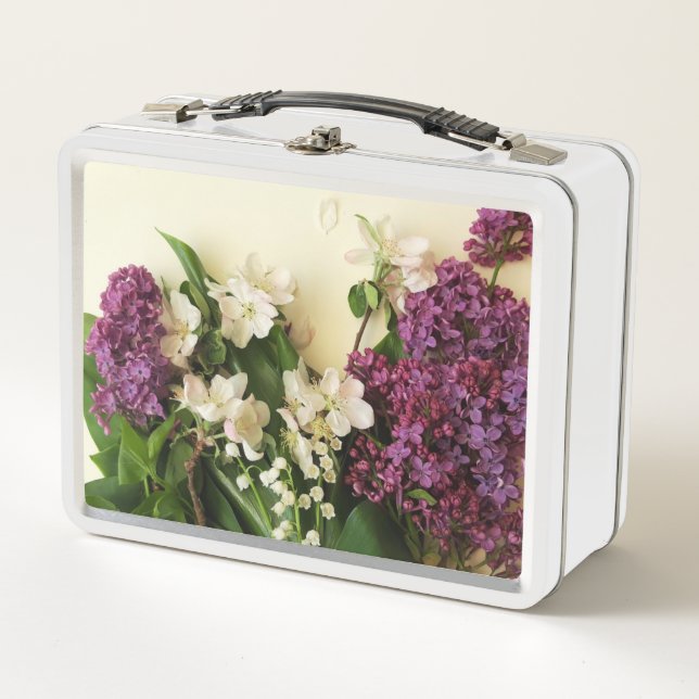 Spring Flower Stainless Metallic Lunch Box (Front)