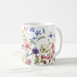Spring flower with dragonfly coffee mug