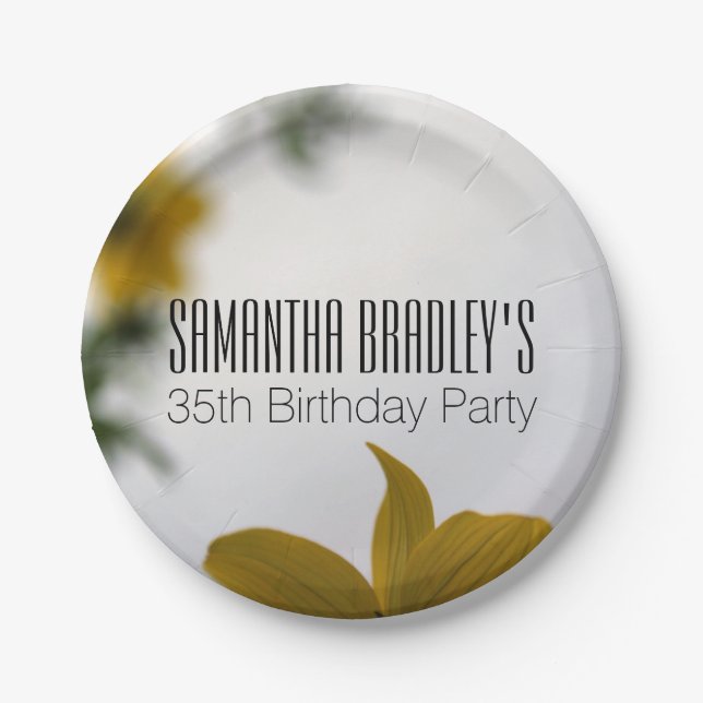 Spring Flowers 35th Birthday Party Paper Plates (Front)