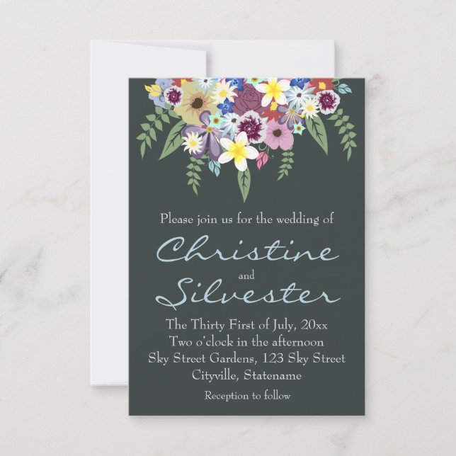Spring Flowers, 3.5x5 wedding Invitation (Front)