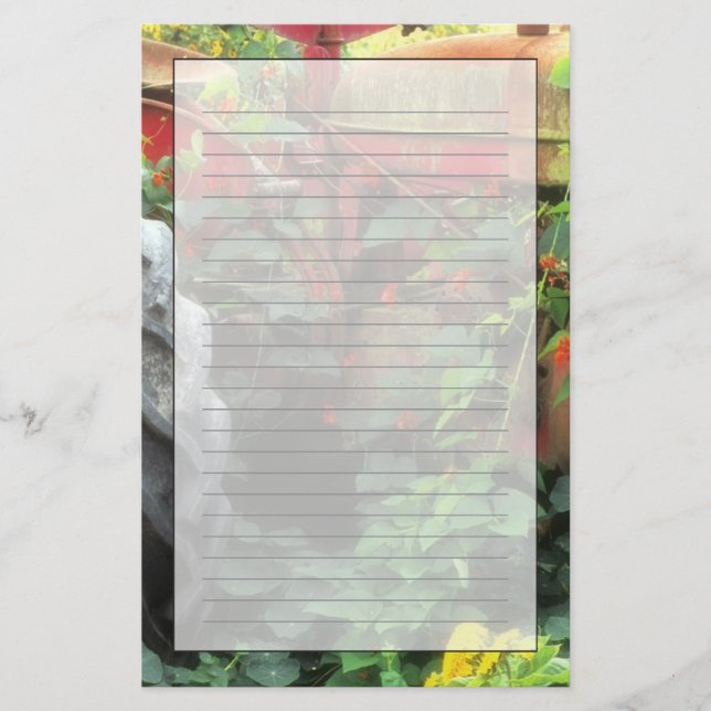 Spring flowers adorn an old tractor. stationery (Front)