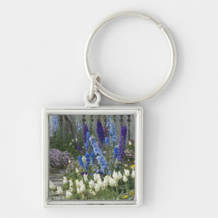 Spring flowers along a garden path, Georgia Key Ring