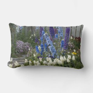 Spring flowers along a garden path, Georgia Lumbar Cushion