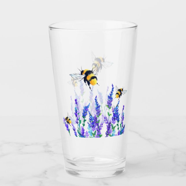 Spring Flowers and Bees Flying Glass (Front)