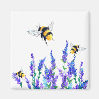Spring Flowers and Bees Flying Magnet Gift