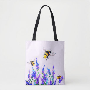 Spring Flowers and Bees Flying Tote Bag