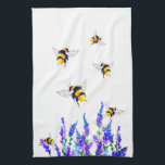 Spring Flowers and Bees Kitchen Towel<br><div class="desc">Kitchen Towels with Beautiful Spring Flowers and Bees Flying - Drawing Nature Sweet Honey Bee - Choose / Add Your Favourite Text / Colour - Make Your Unique Kitchen Towel Gift - Resize and move or remove and add elements with customisation tool ! - Drawing and Design by MIGNED. You...</div>