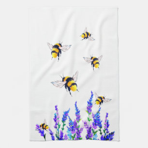 Spring Flowers and Bees Kitchen Towel