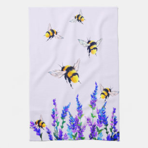 Spring Flowers and Bees Kitchen Towel