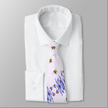 Spring Flowers and Bees Neck Tie<br><div class="desc">Neck Tie with Beautiful Spring Flowers and Bees Flying - Drawing Nature Sweet Honey Bee - Choose / Add Your Favourite Text / Colour - Make Your Unique Ties Gift - Resize and move or remove and add elements / image with customisation tool ! - Drawing and Design by MIGNED....</div>