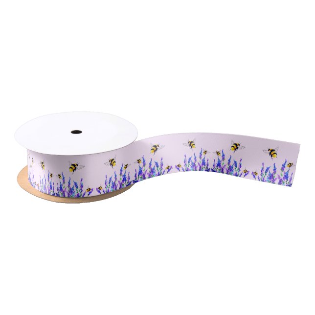 Spring Flowers and Bees Ribbon Satin Ribbon (Spool)