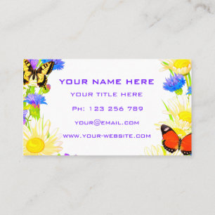 Spring Flowers and Butterflies Business Card
