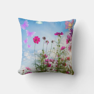 spring flowers and butterfly cushion