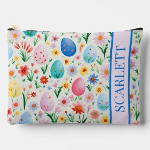 Spring Flowers and Easter Eggs Personalised Accessory Pouch