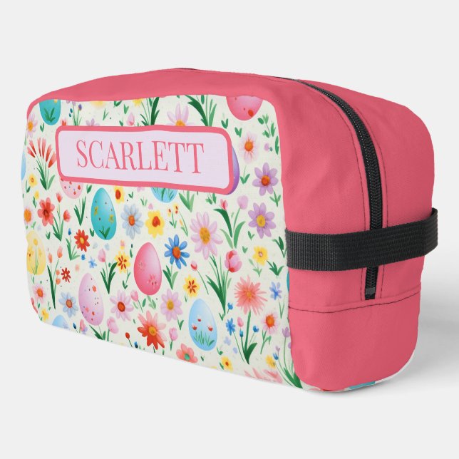 Spring Flowers and Easter Eggs Personalised Dopp Kit (Left Corner)