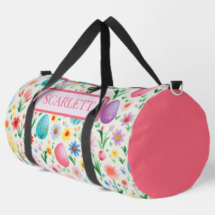 Spring Flowers and Easter Eggs Personalised Duffle Bag