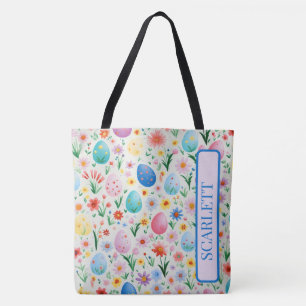 Spring Flowers and Easter Eggs Personalised Tote Bag