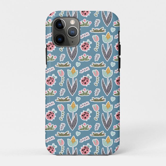 Spring Flowers and Ladybug Pattern Case-Mate iPhone Case (Back)